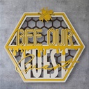  Bee-Themed 'Bee Our Guest' Hexagon Wall Sign