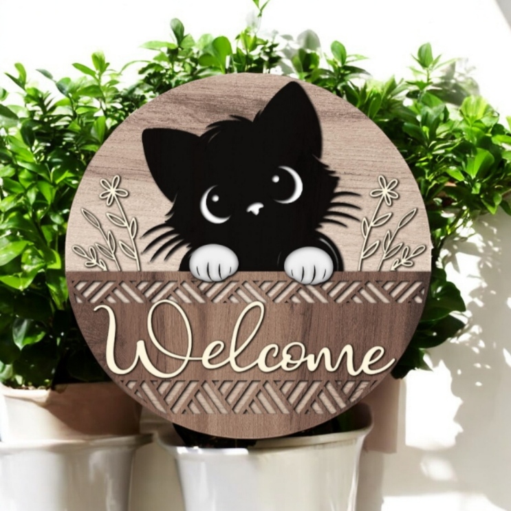 Kitty "Welcome" Sign